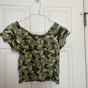 Justice Green Camouflage Crop Top